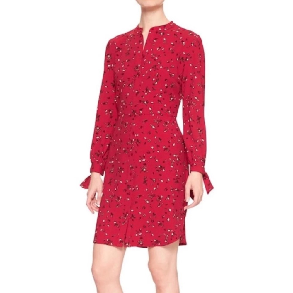 Banana Republic Red Floral Shirt Dress
